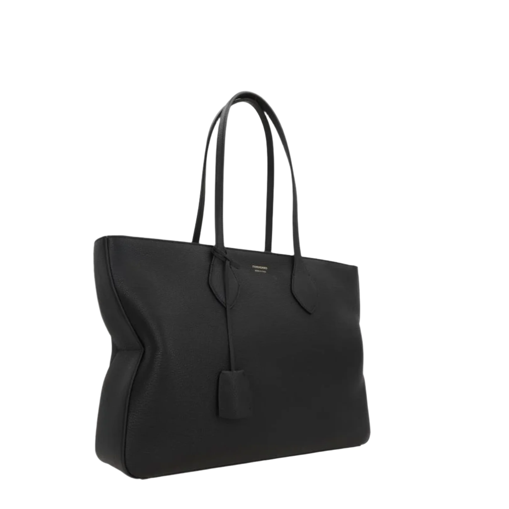 Black Grained Leather Tote Bag