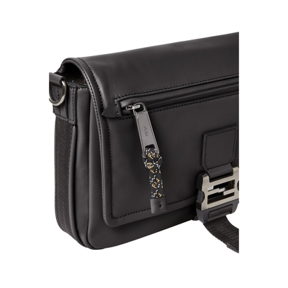 Flux Messenger Leather Crossbody Bag - Black