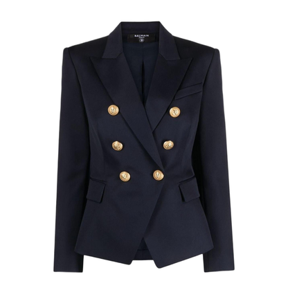 Fitted Double-Breasted Blazer Blue