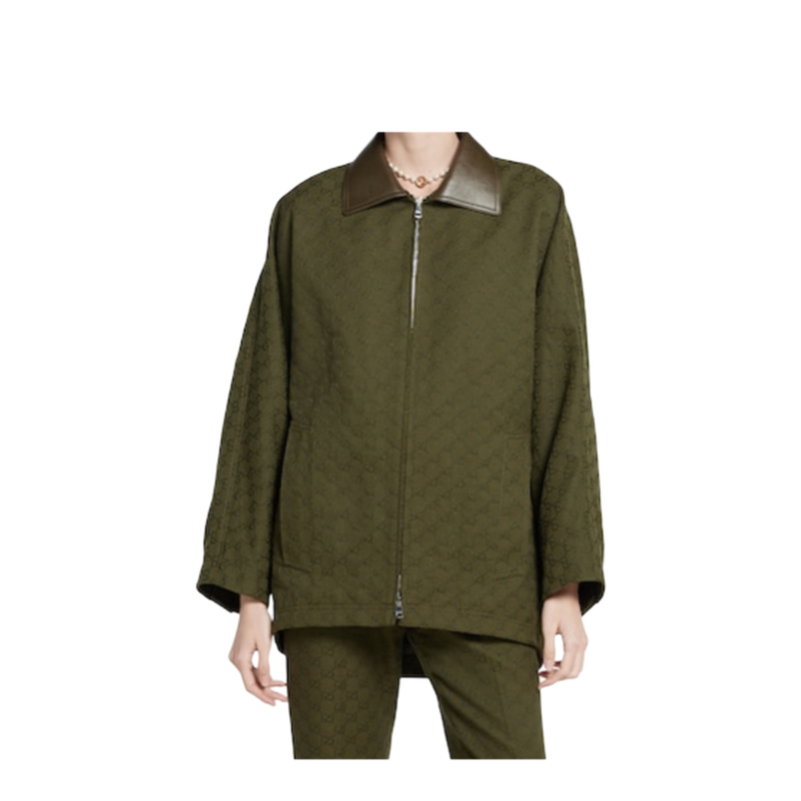 GG Canvas Jacket in Forest Green