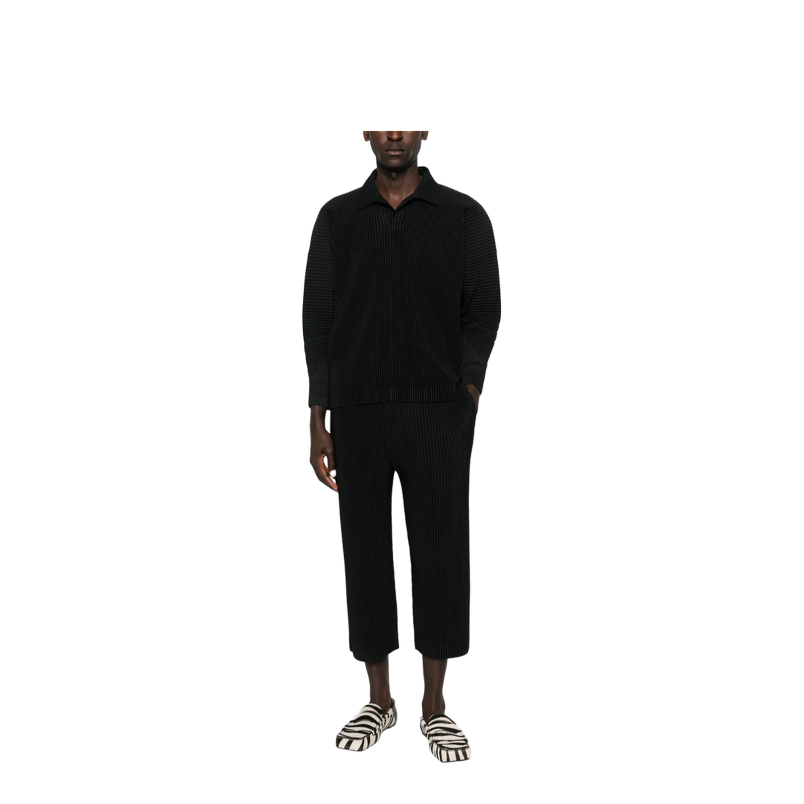Black Pleated Design Elasticated Waistband