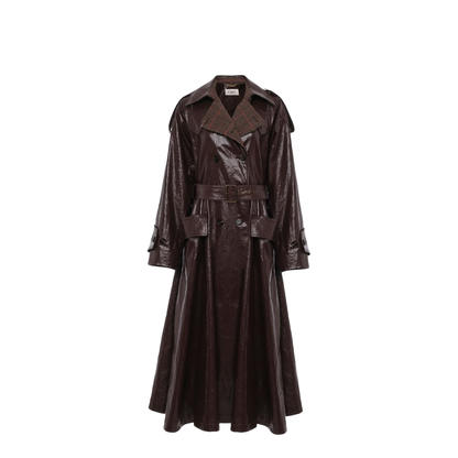 Dark Purple Leather Trench Coat