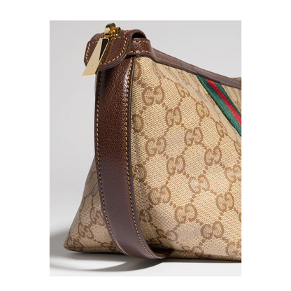 GG Small Coated Canvas Toiletry Case - Sand and Brown