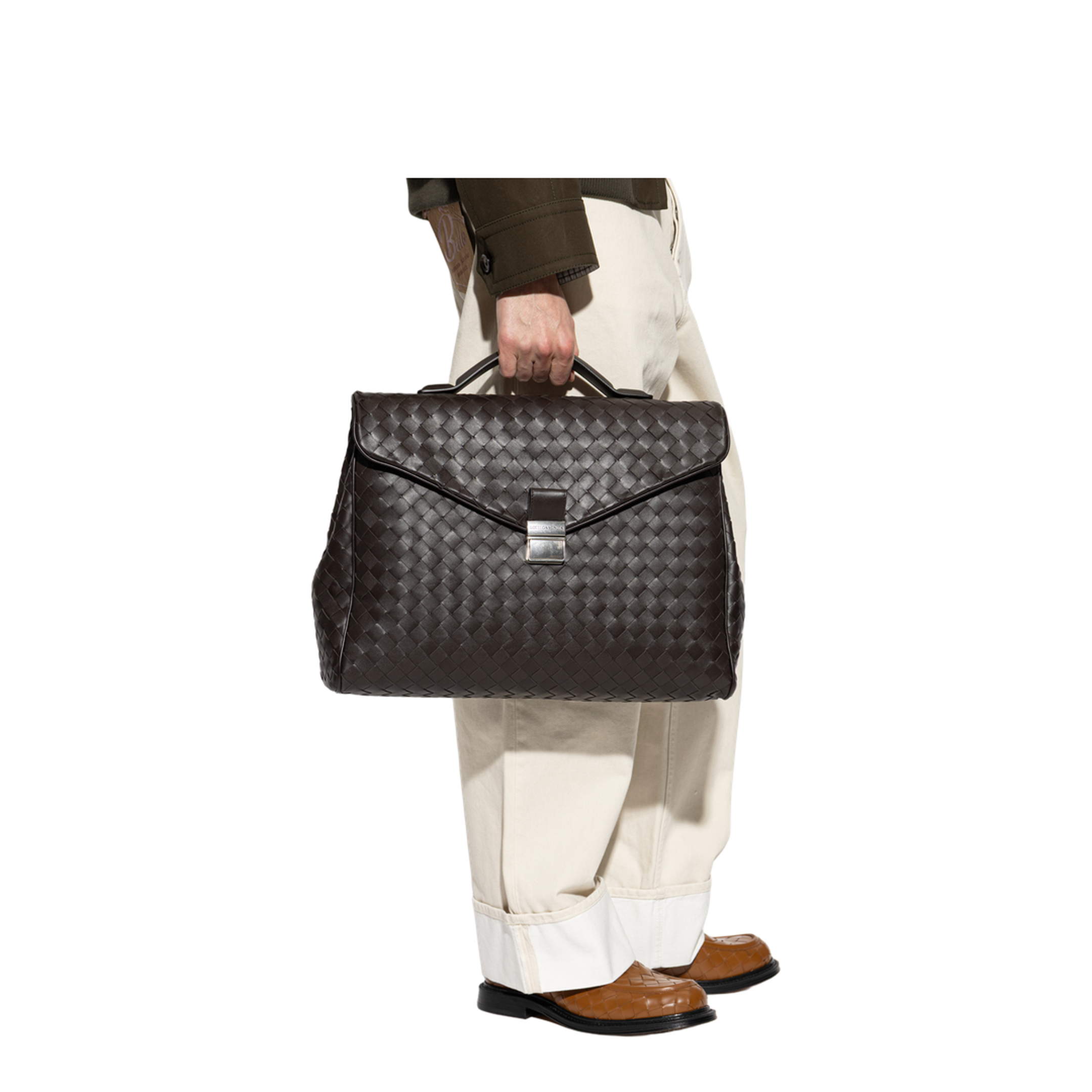 Archivist Briefcase Intrecciato Calfskin - Fondant