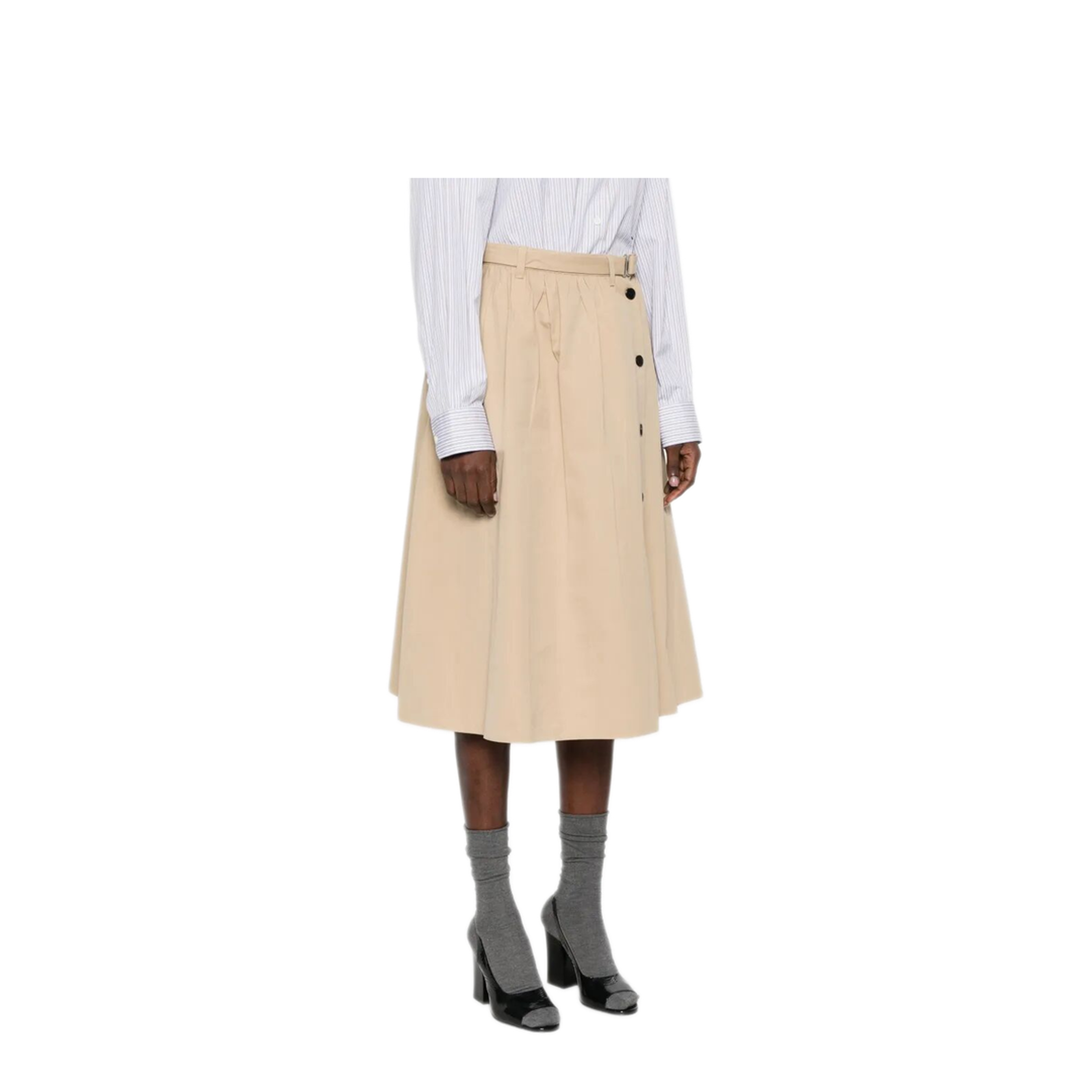 MAYFEYR - Prada - Button-Detail Belted Cotton Midi Skirt - P127IHSOOO17IDF0065