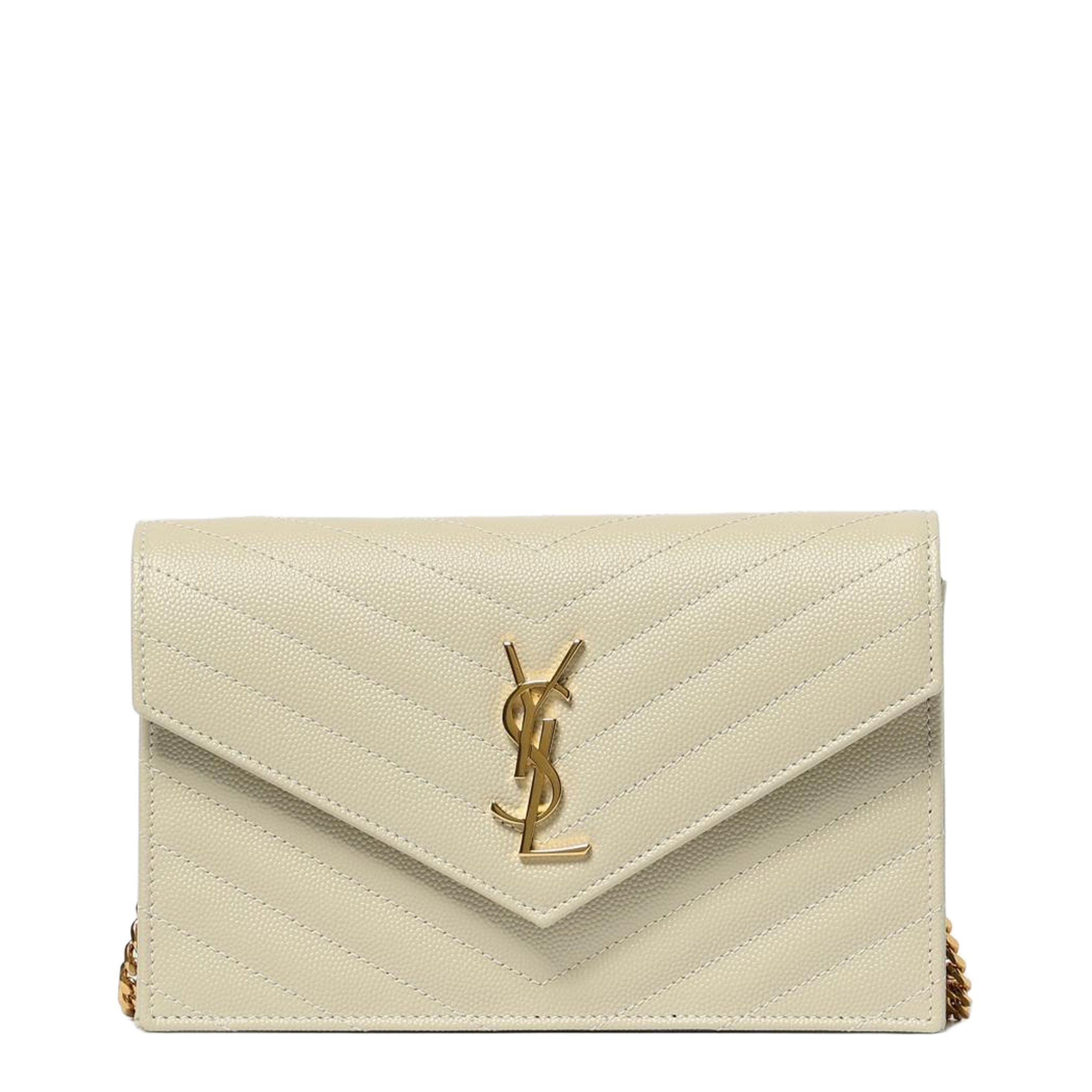 Envelope Chain Wallet in Grain de Poudre