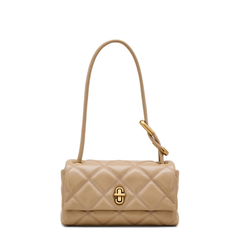 Mini Quilted Leather Shoulder Bag - Camel