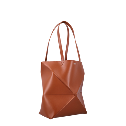 Puzzle Medium Calfskin Tote - Squirrel