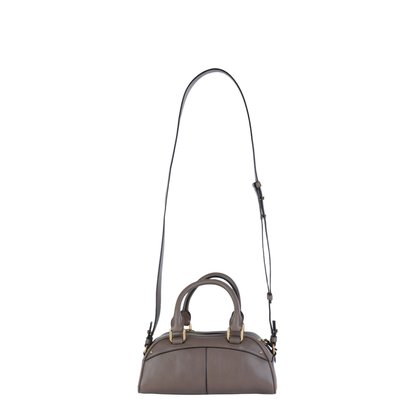Small Bowling Bag in Soft Leather Beige