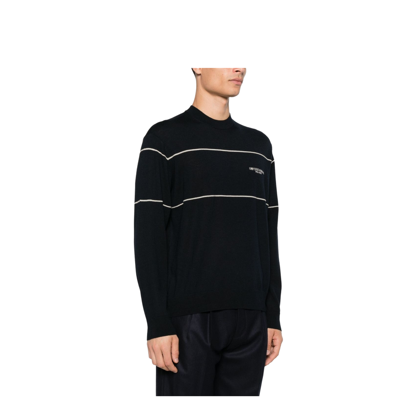Virgin-wool jumper with jacquard logo