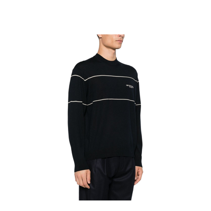 Virgin-wool jumper with jacquard logo