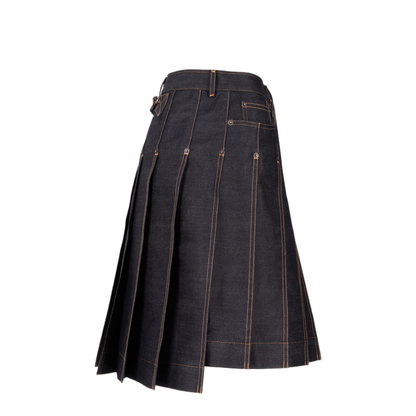 MAYFEYR - Thom Browne - Bermuda Length Classic 5-Pocket Pleated Skirt In Lightweight Japanese Selvedge Denim - FGCA49AF1249415
