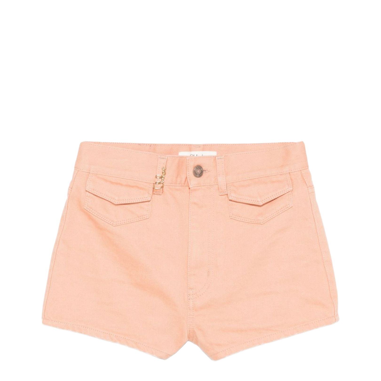 Peach Orange Button Fly Fastening Denim Pants