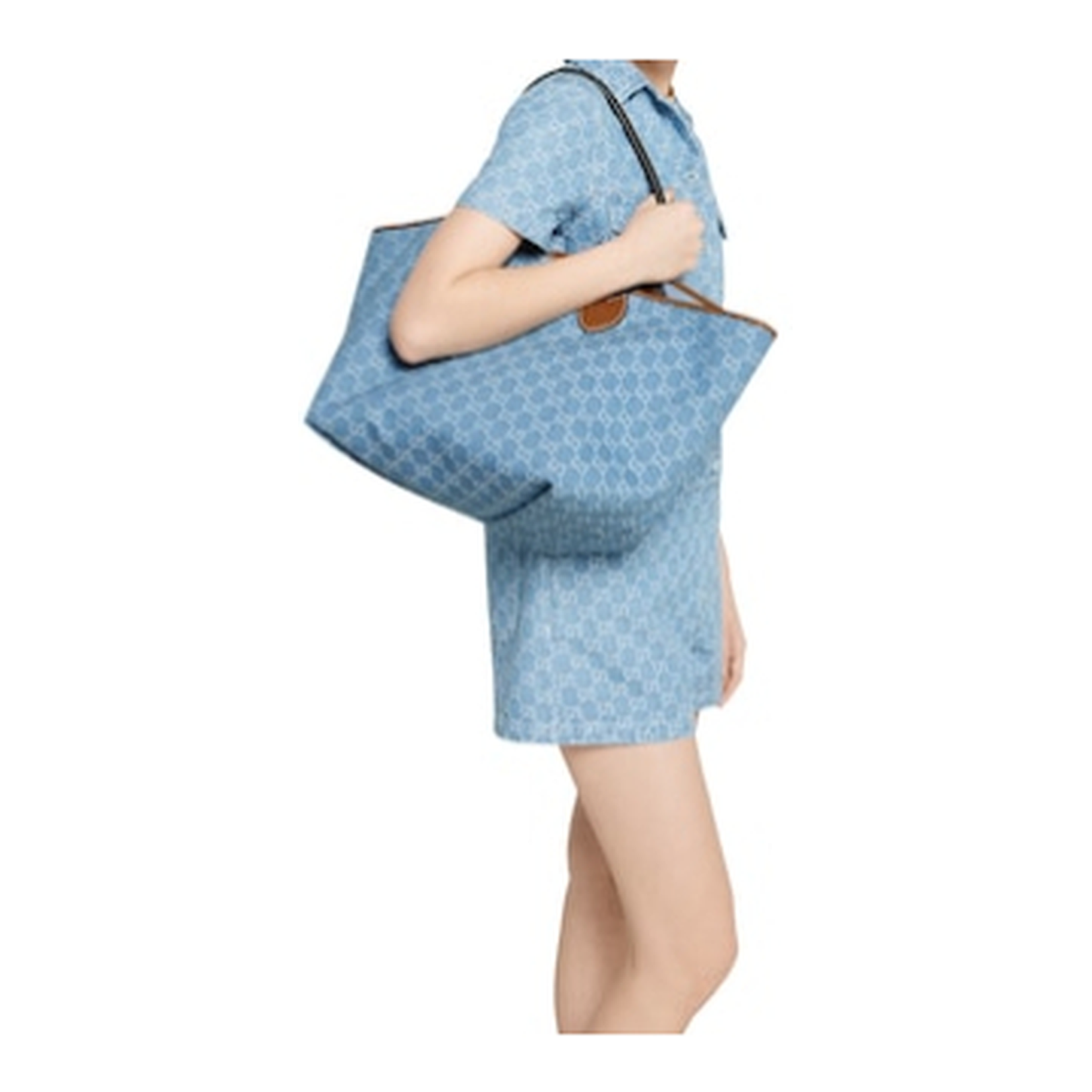Totissima Large Tote Bag in Blue and White GG Denim