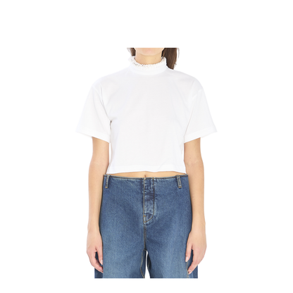 Cropped T-shirt in Cotton Jersey