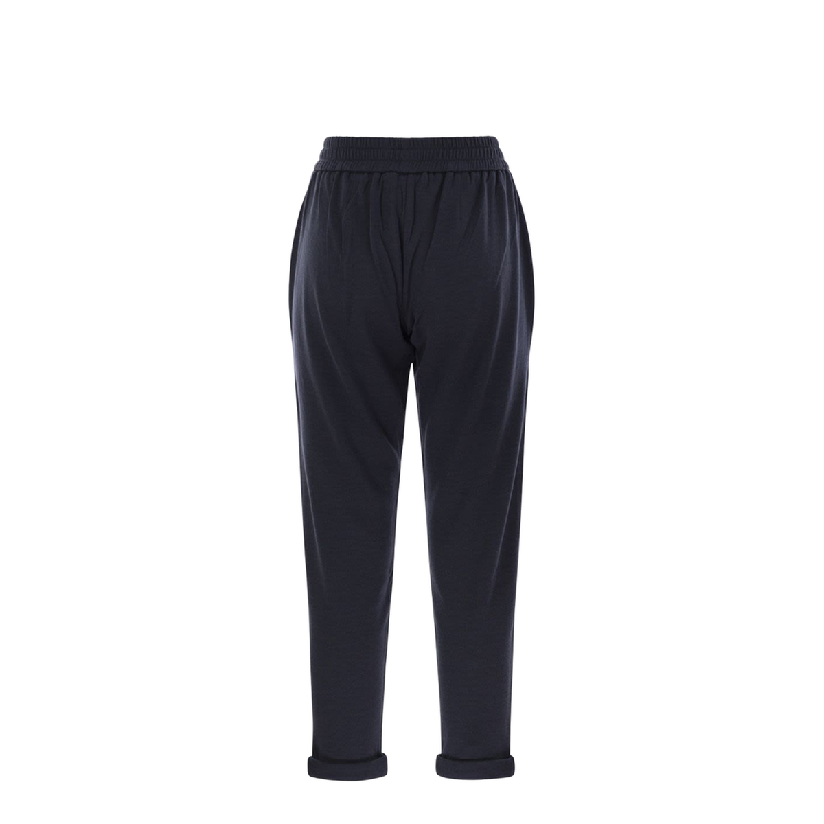 Cotton and Silk Interlock Trousers with Shiny Pocket Detail