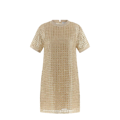 Dazzling Knitted Mini Dress - Yellow