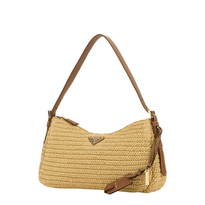 Natural Aimée Large Crochet and Leather Bag