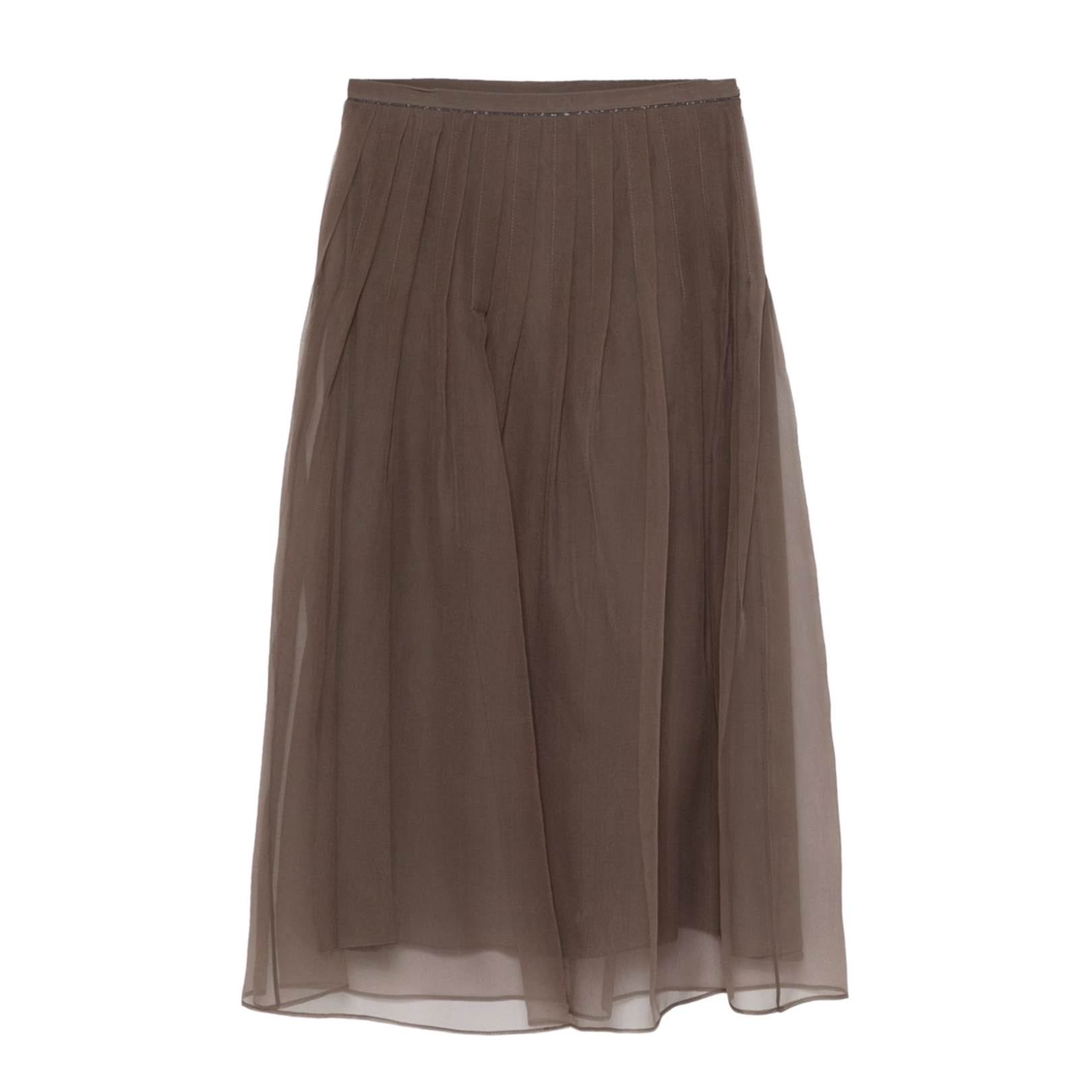 Pleated Silk Long Skirt