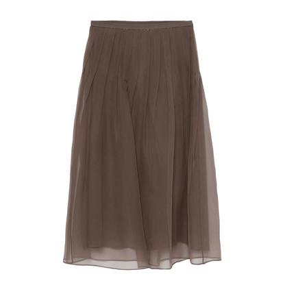 Pleated Silk Long Skirt
