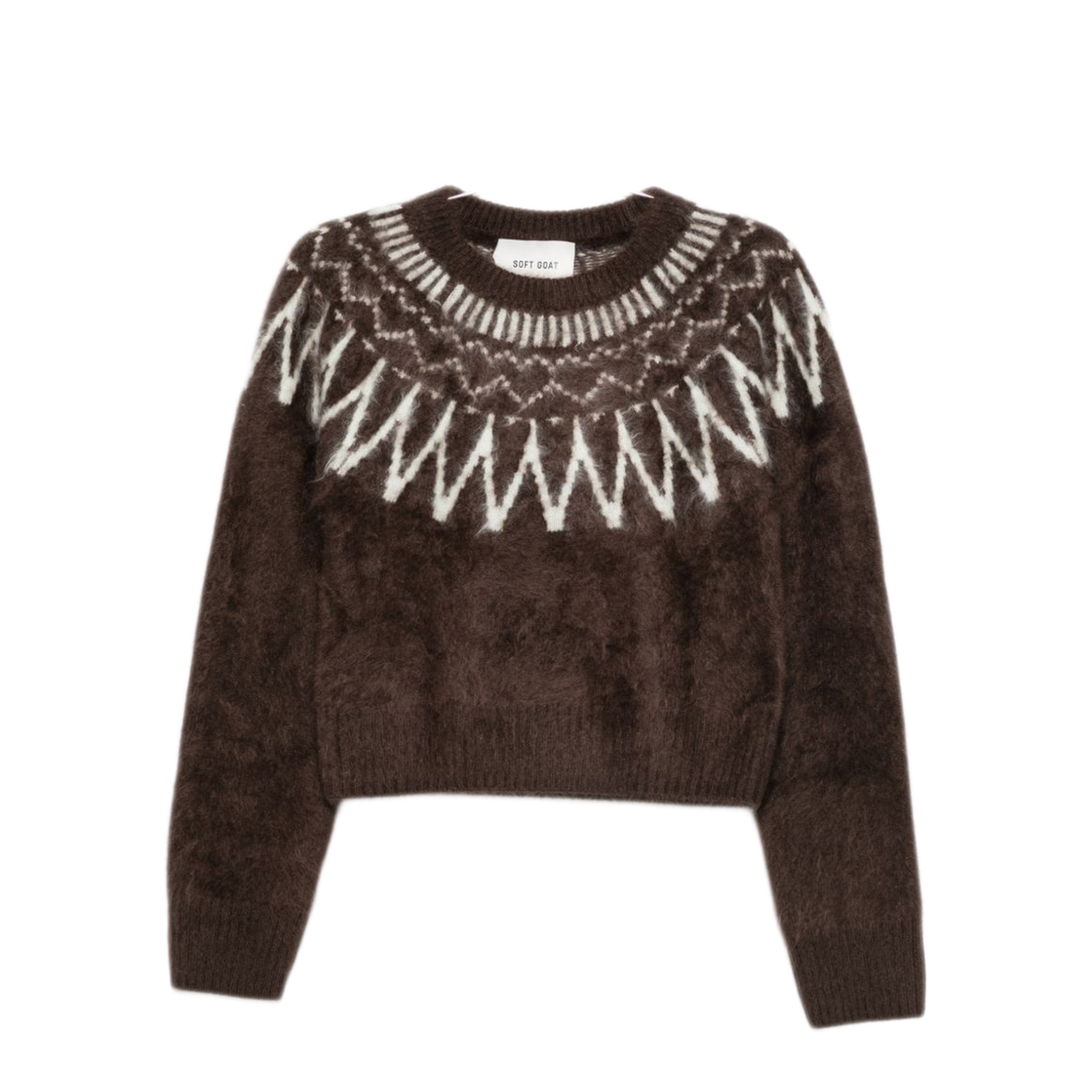 MAYFEYR - Soft Goat - Mocha Brown Fair Isle Pattern Sweater - 2485612046MOCHA