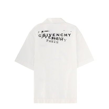 White Poplin Shirt with Logo Print