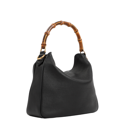 Diana Medium Leather Shoulder Bag - Black