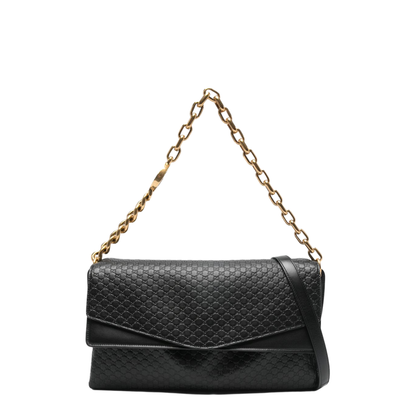 Large GG Leather Shoulder Bag - Black