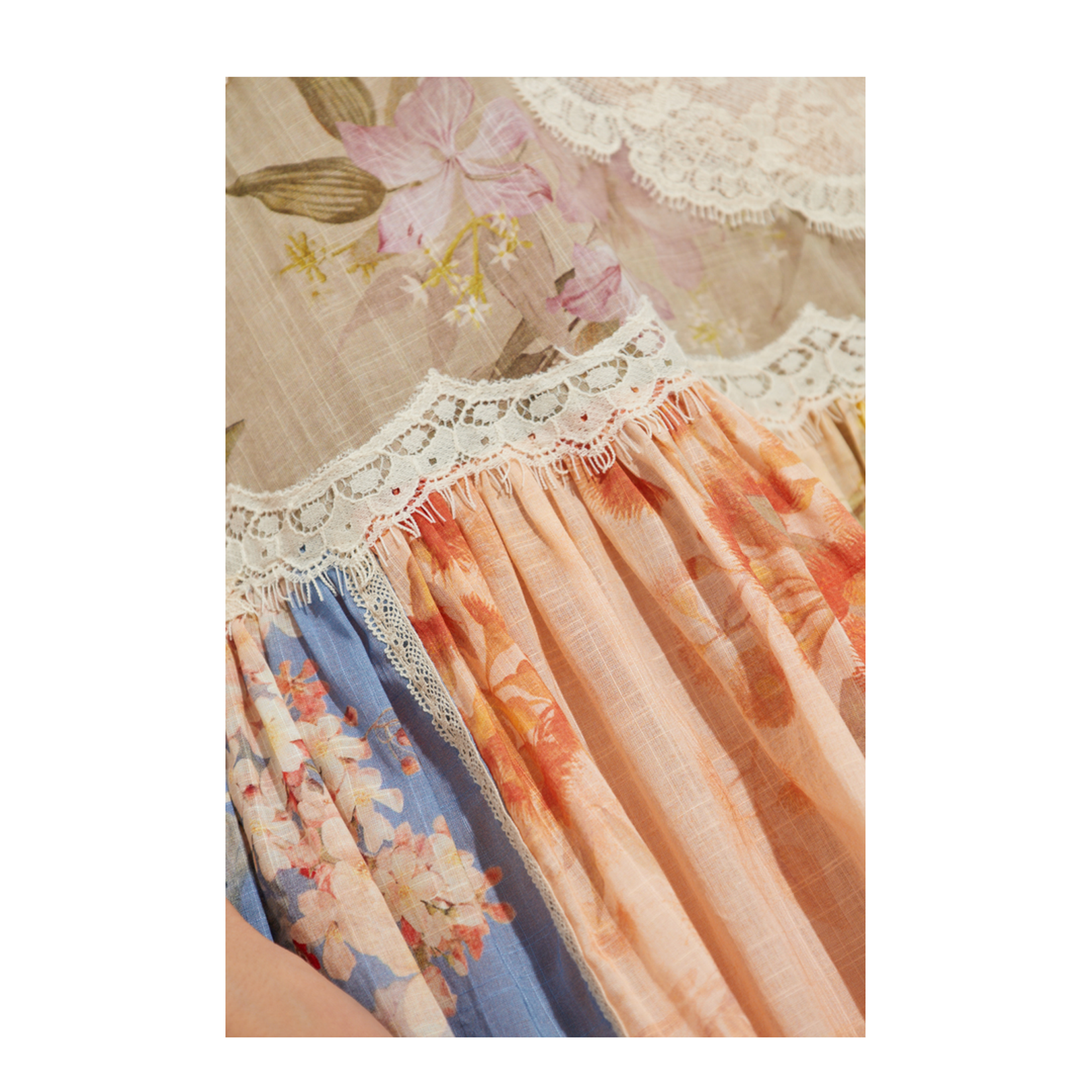 Dress with lace inserts