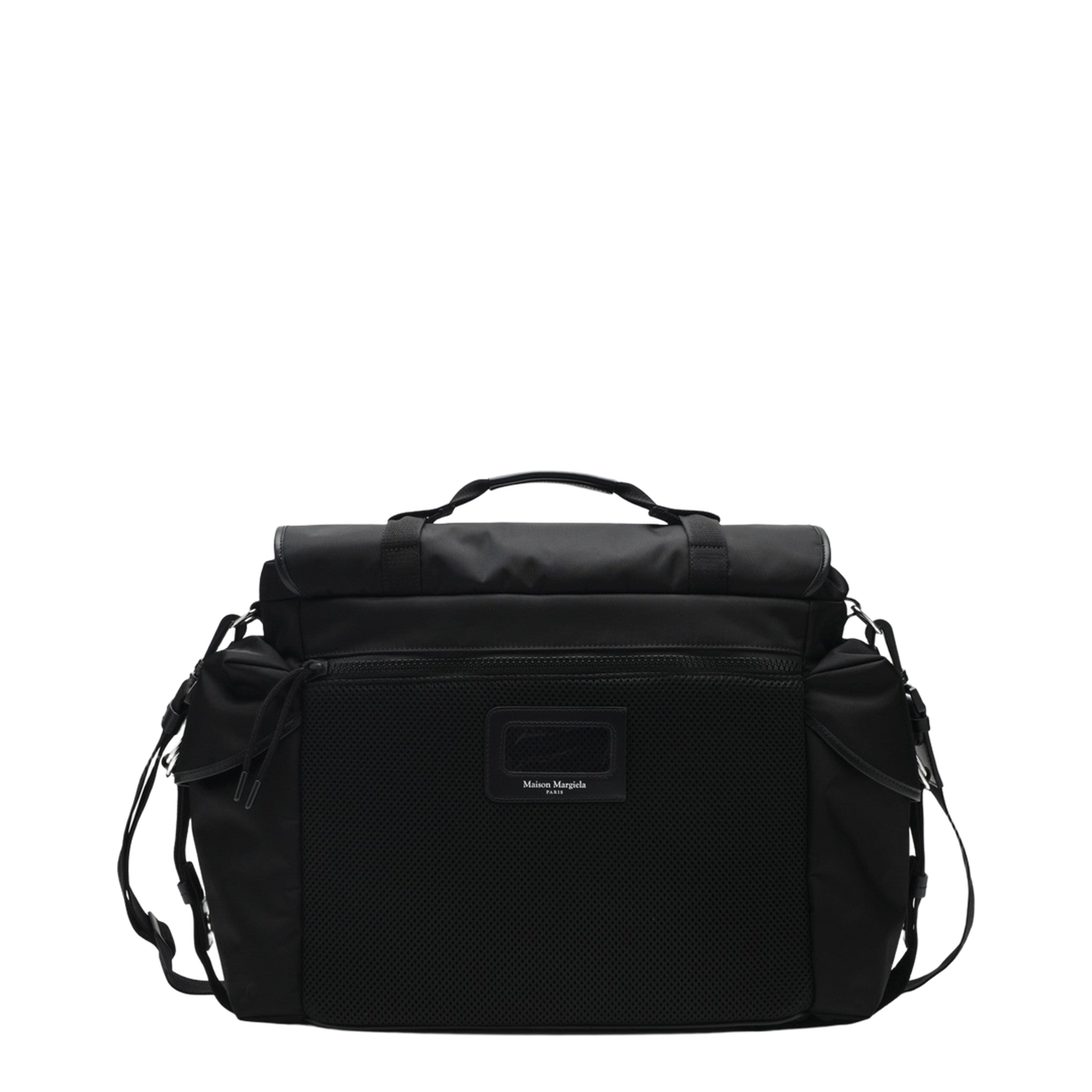High Tech Large Nylon Messenger Bag - Black
