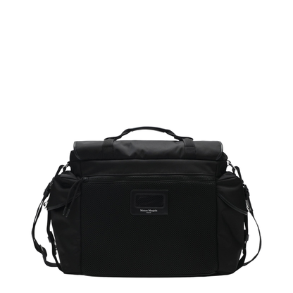High Tech Large Nylon Messenger Bag - Black