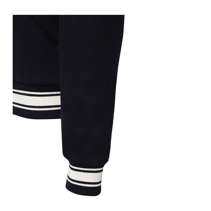 Black Virgin Wool Embroidered-Logo Bomber Jacket