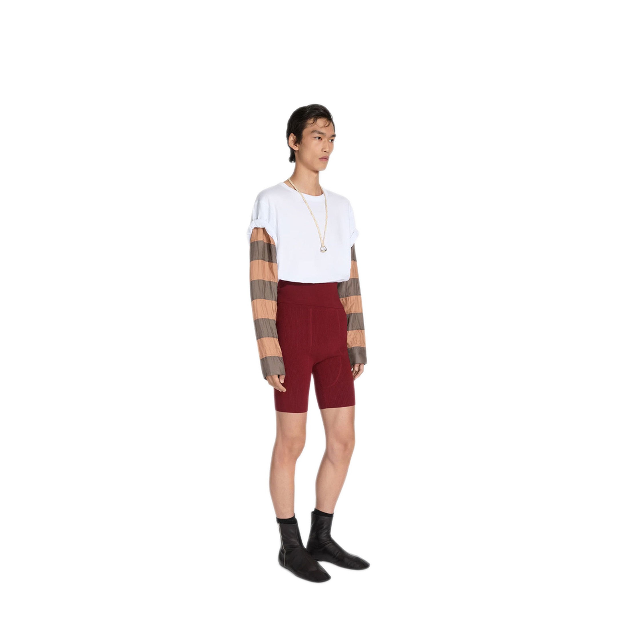 MAYFEYR - Dries Van Noten - Loose Fit Contrast Striped Sleeves T-Shirt - 02111436031
