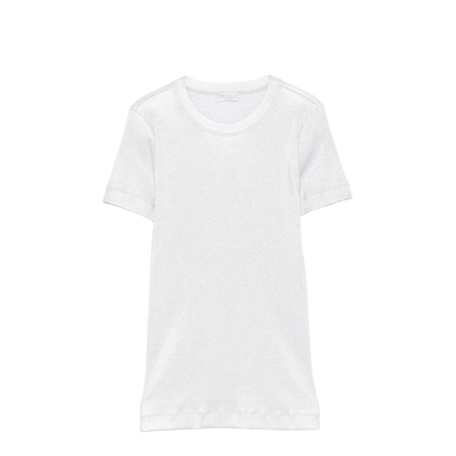 Cotton Blend Ribbed Texture Round Neck Short Sleeves