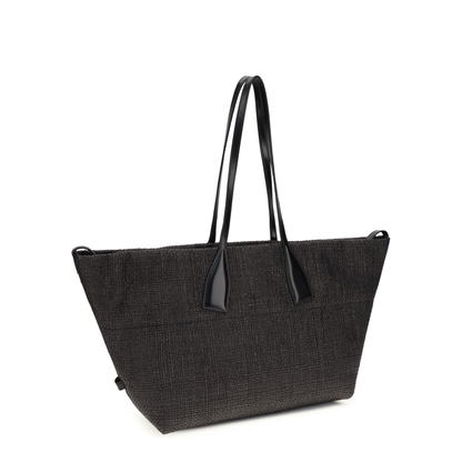 MAYFEYR - Balmain - Track Shoulder Bag In Leather And Raffia - GN1FI015TRAA