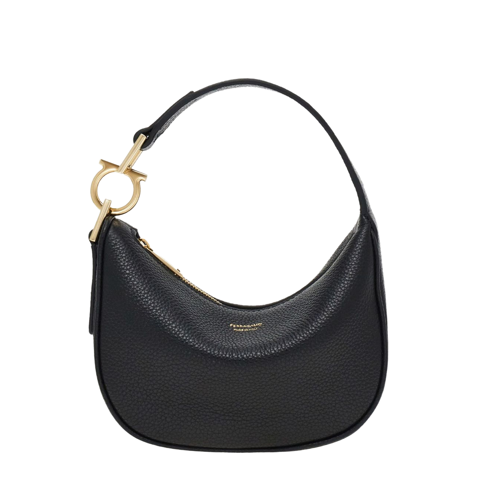 Black Top Zip Fastening Shoulder Bag