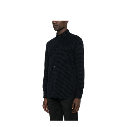 Lyocell Blend Jersey Shirt with All-Over Flocked Logo