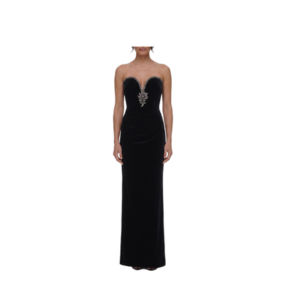 MAYFEYR - Self Portrait - Black Velvet Maxi Dress - AW26-161XB