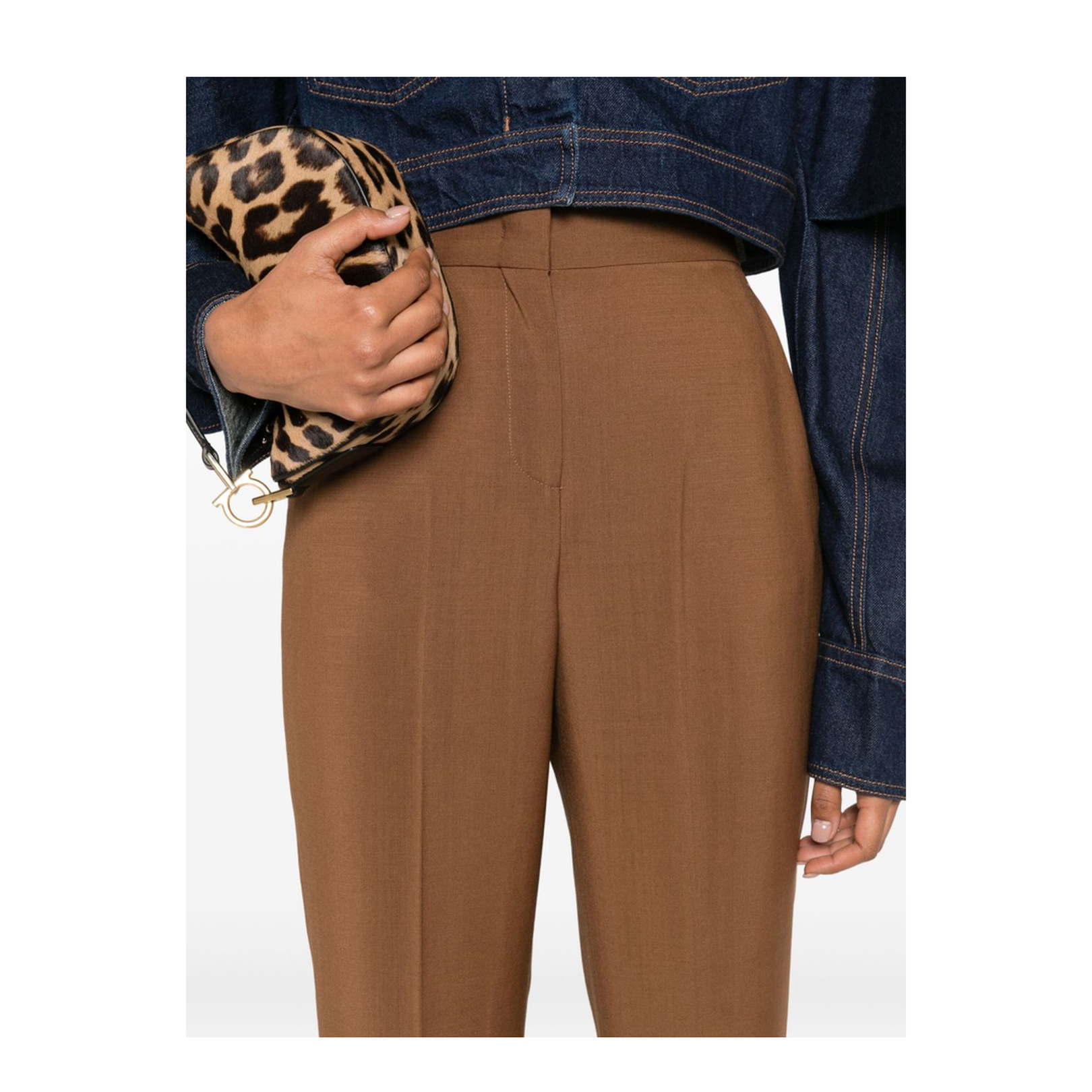 Flare Trousers in Wool and Mohair - Brown
