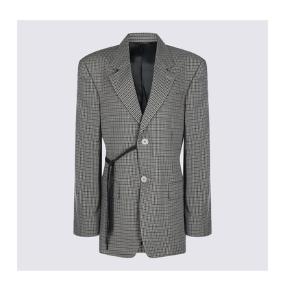 Wrap Tailored Jacket in Khaki/Brown