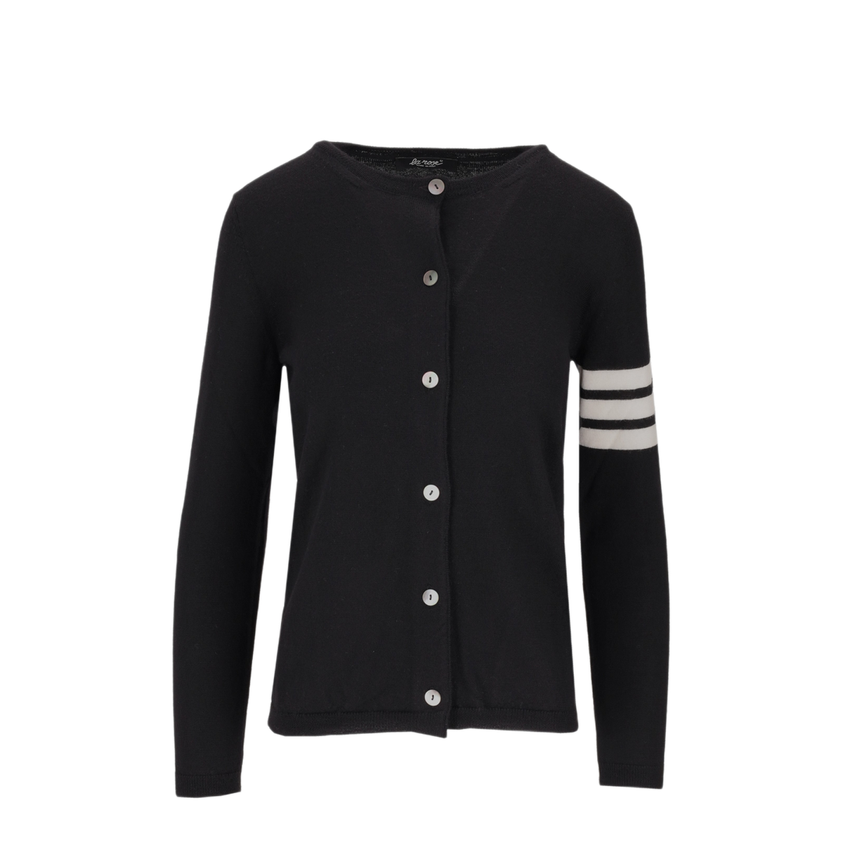 MAYFEYR - LA ROSE - Black Cardigan With White Stripes - A2301MRNERO