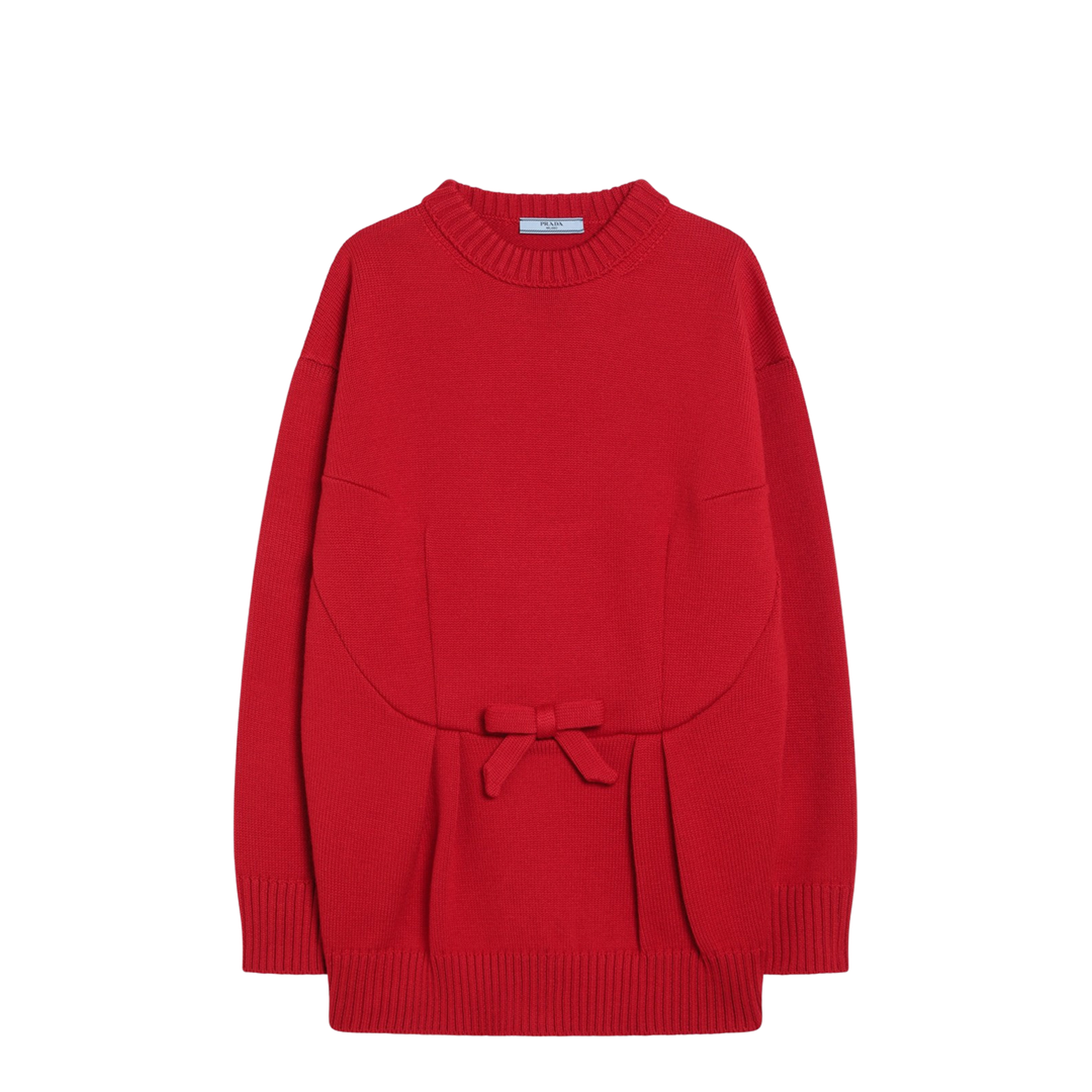 Red Wool Sweater with Bow