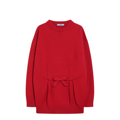 Red Wool Sweater with Bow