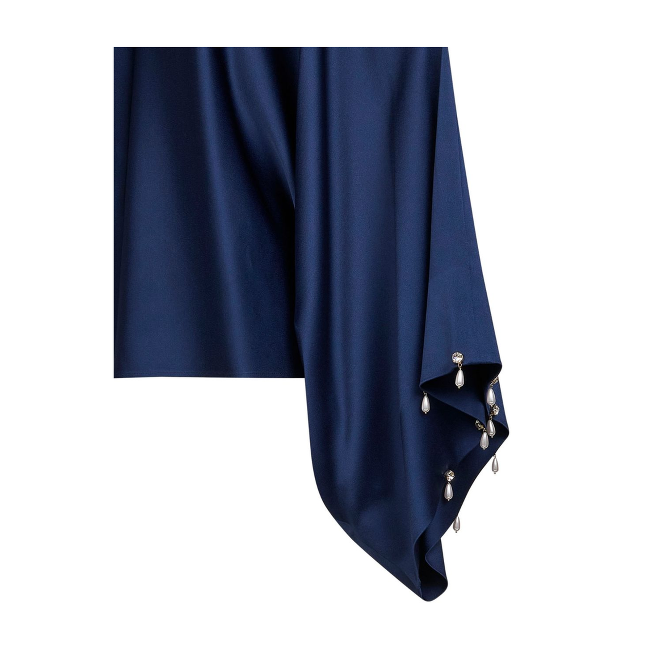 Navy Blue Oversized Viscose Satin Blouse