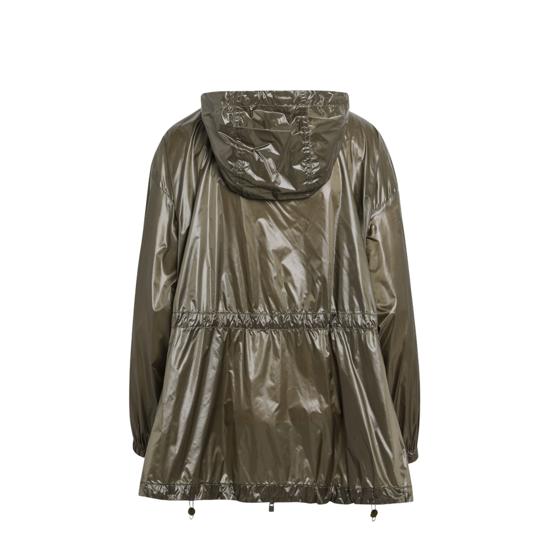 Olive Green Shiny Nylon Parka