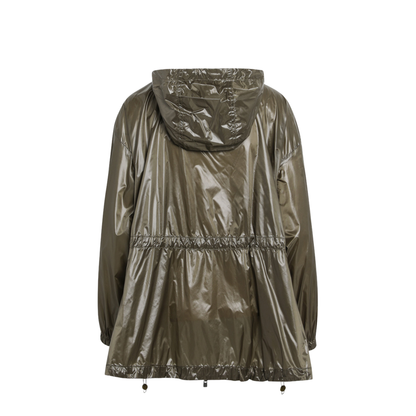 Olive Green Shiny Nylon Parka