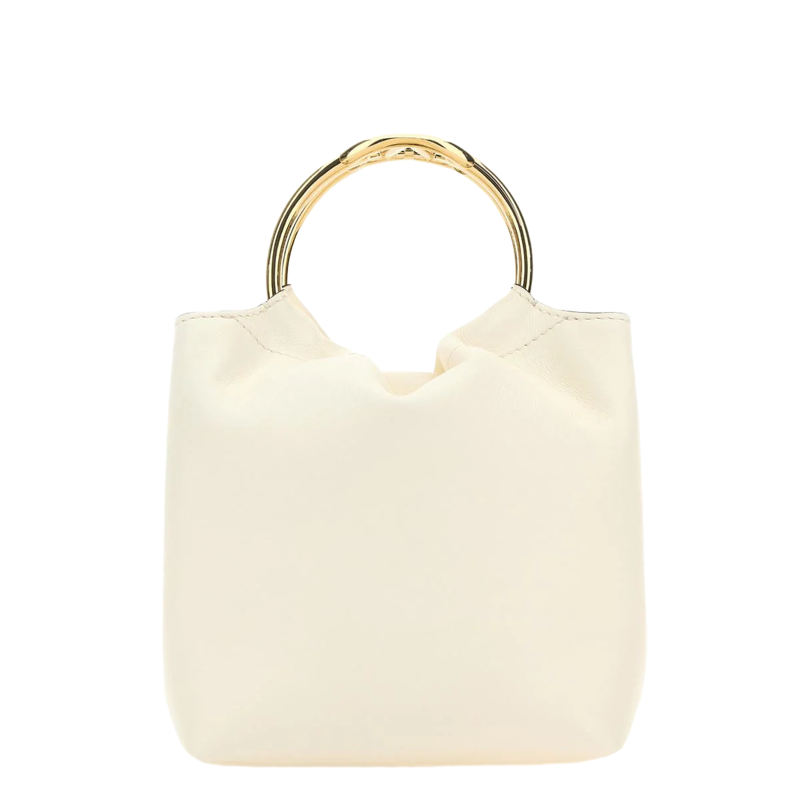 Ivory Leather Bucket Bag