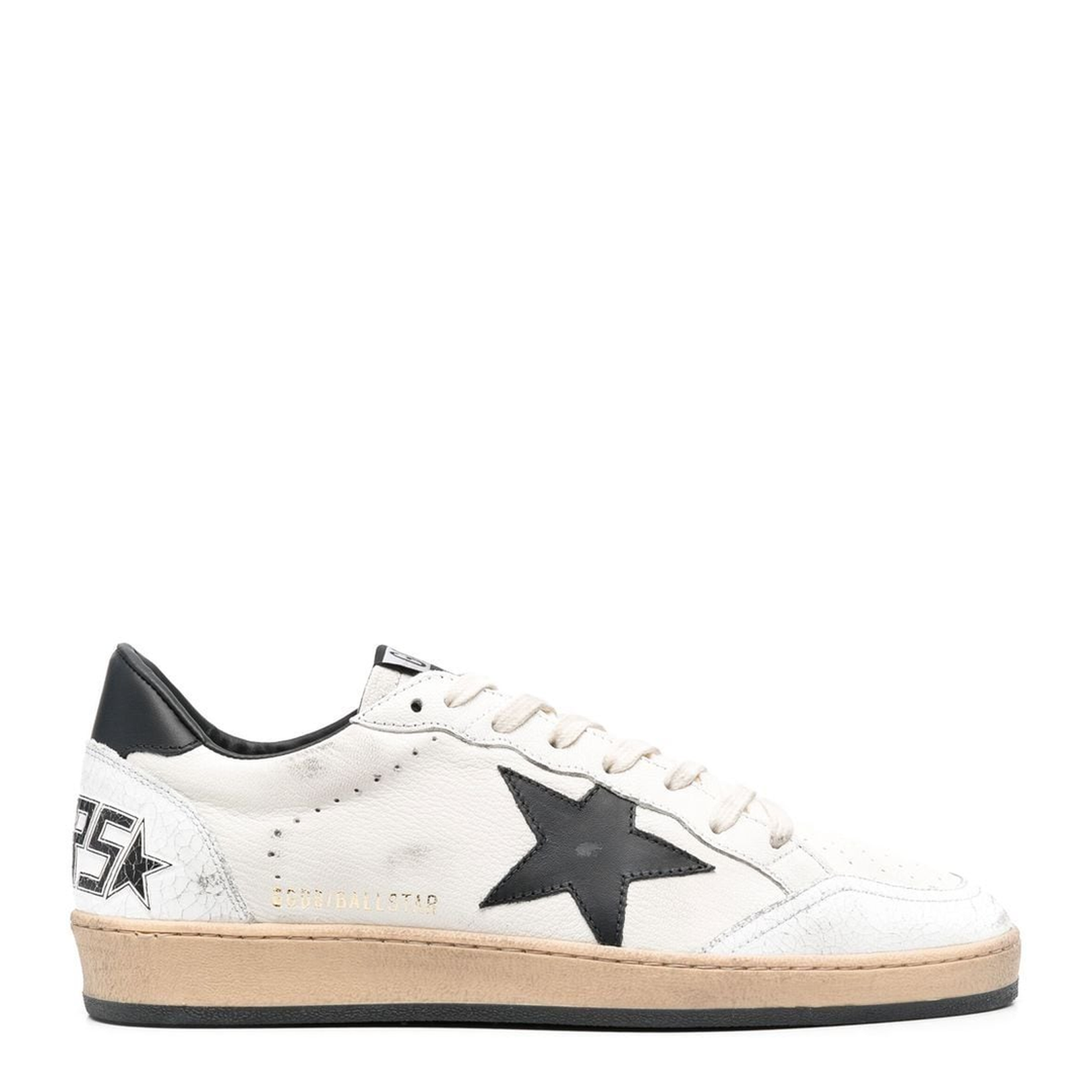 Ball Star in white nappa with black star