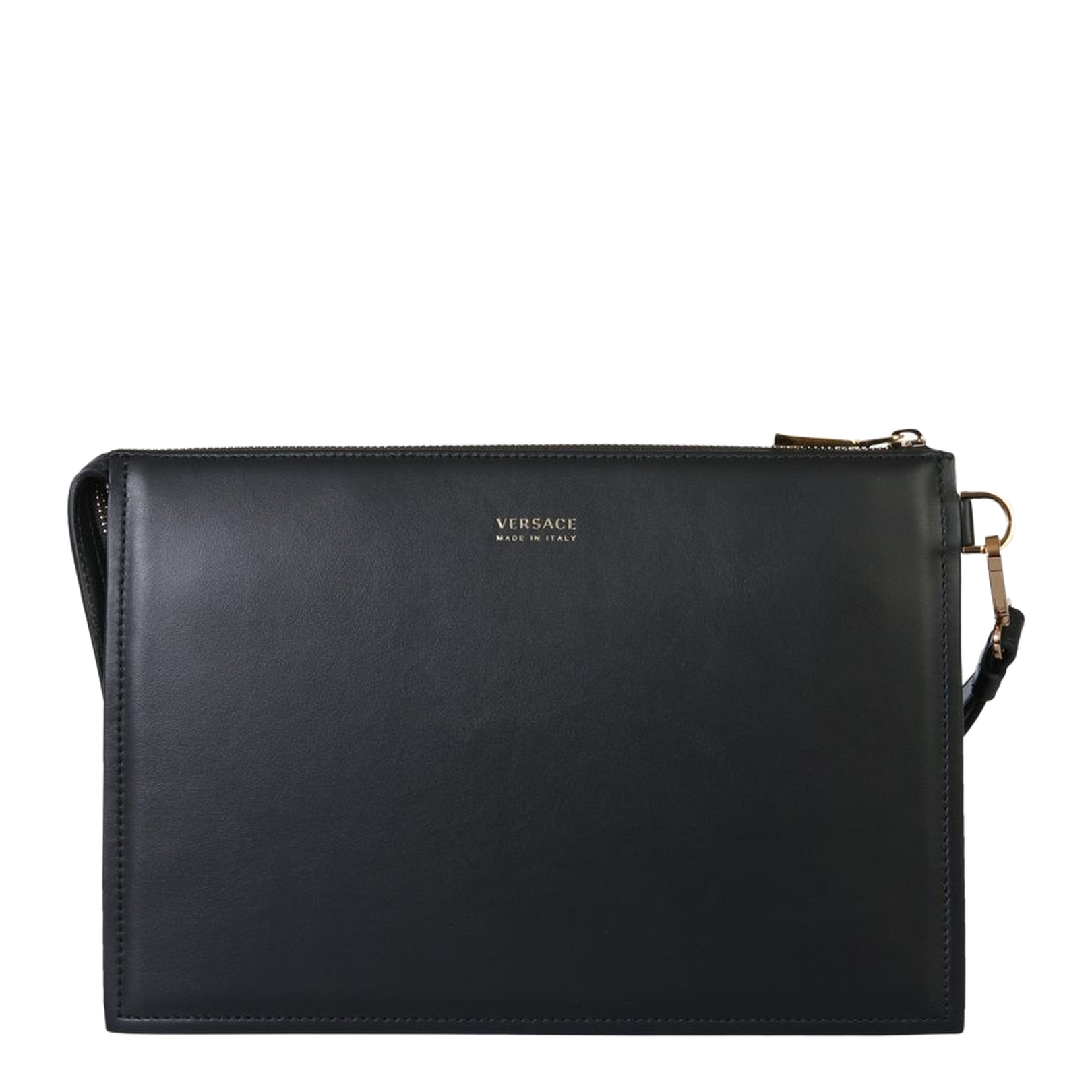 Golden Logo Clutch Bag in Black