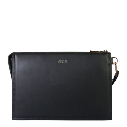Golden Logo Clutch Bag in Black
